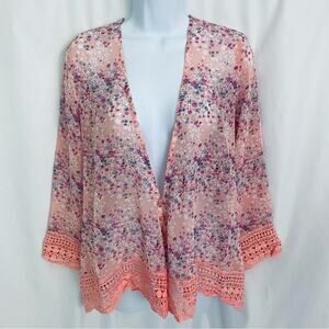 NWT Simply Noelle Sheer Floral Blouse Size X-Small